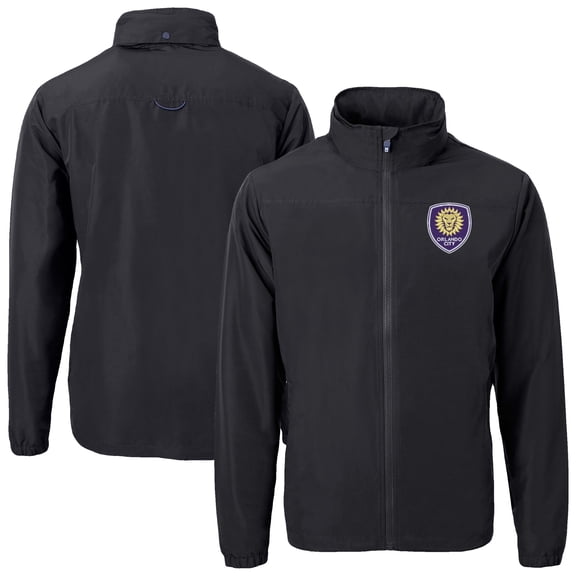 Men's-Cutter & Buck Black Orlando City SC Charter Eco Recycled Full-Zip Jacket