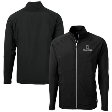 Men's Cutter & Buck  Black PGA TOUR Volunteers Big & Tall Adapt Eco Knit Hybrid Recycled Full-Zip Jacket