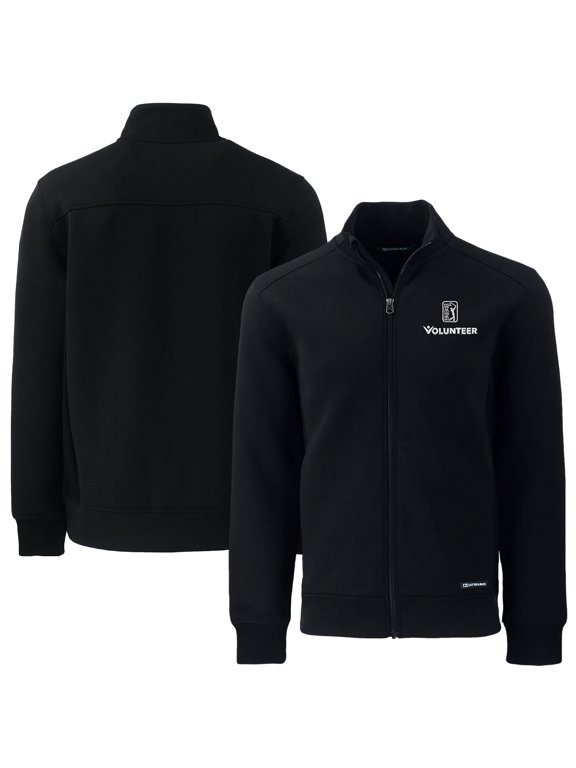 Men's Cutter & Buck Black PGA TOUR Volunteers Big & Tall Roam Eco Recycled Full-Zip Jacket