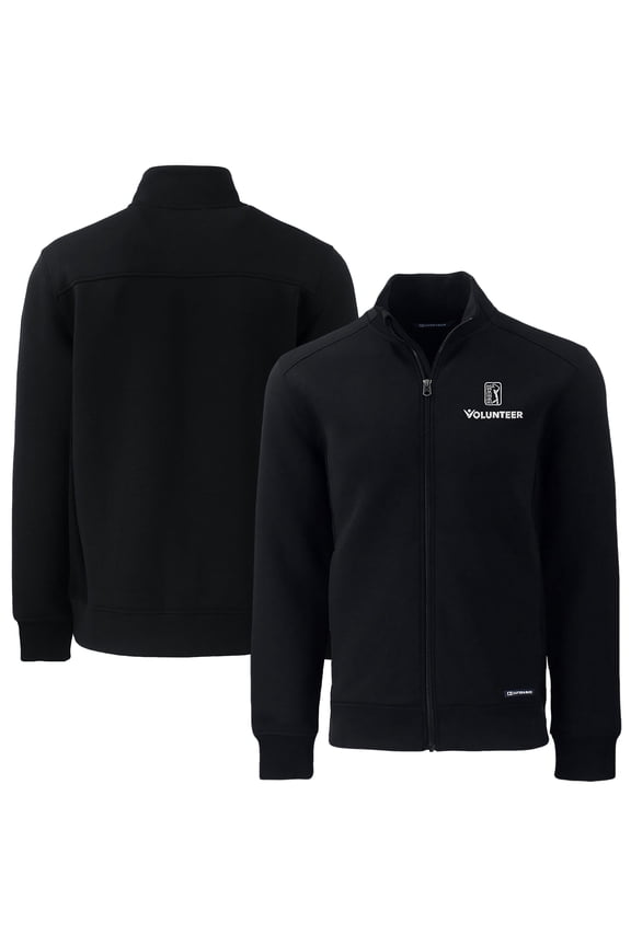 Men's Cutter & Buck Black PGA TOUR Volunteers Big & Tall Roam Eco Recycled Full-Zip Jacket