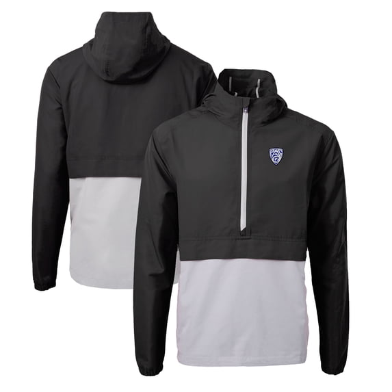 Men's Cutter & Buck Black Pac-12 Gear Charter Eco Recycled Anorak Half-Zip Jacket