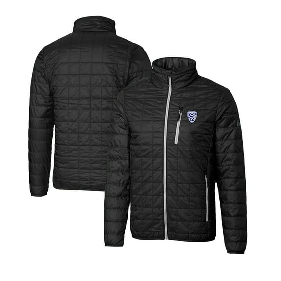 Men's Cutter & Buck Black Pac-12 Gear Rainier PrimaLoft Eco Insulated Full-Zip Puffer Jacket
