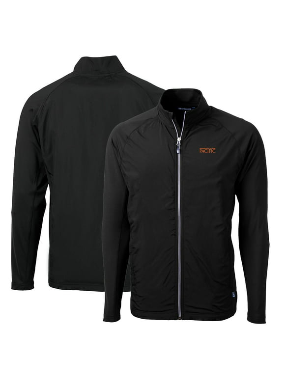 Men's Cutter & Buck Black Pacific Tigers Big & Tall Adapt Eco Knit Hybrid Recycled Full-Zip Jacket