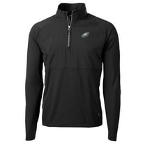Men's Cutter & Buck Black Philadelphia Eagles Adapt Eco Knit Hybrid Recycled Quarter-Zip Raglan Jacket