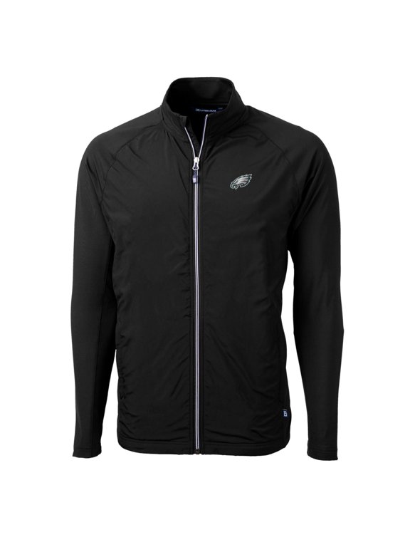 Men's Cutter & Buck Black Philadelphia Eagles Big & Tall Adapt Eco Knit Full-Zip Raglan Jacket