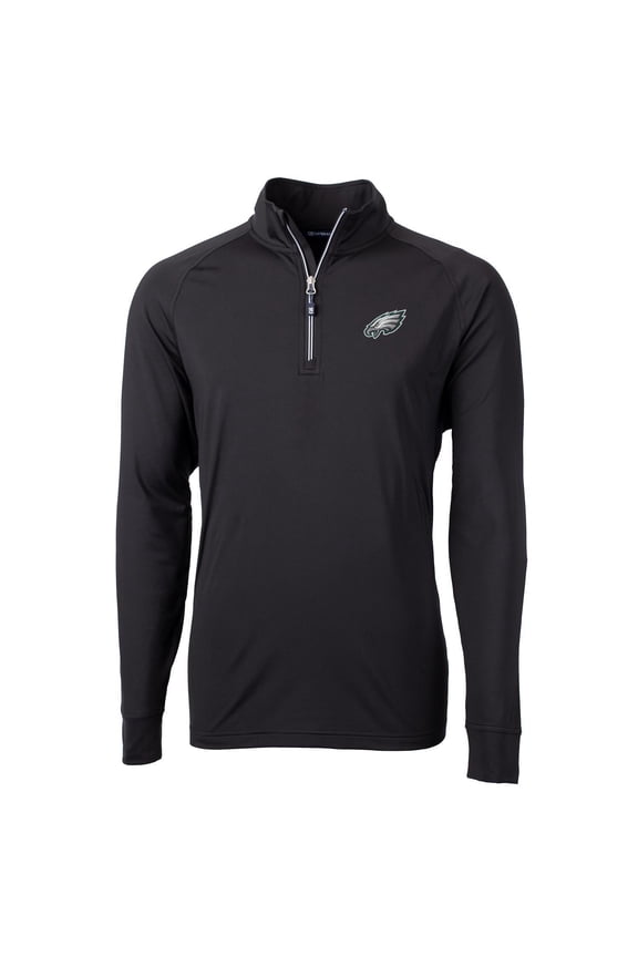 Men's Cutter & Buck Black Philadelphia Eagles Big & Tall Adapt Eco Knit Quarter-Zip Pullover Jacket