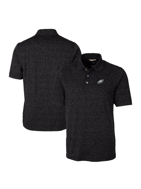 Men's Cutter & Buck Black Philadelphia Eagles Big & Tall Advantage Tri-Blend Space Dye Polo