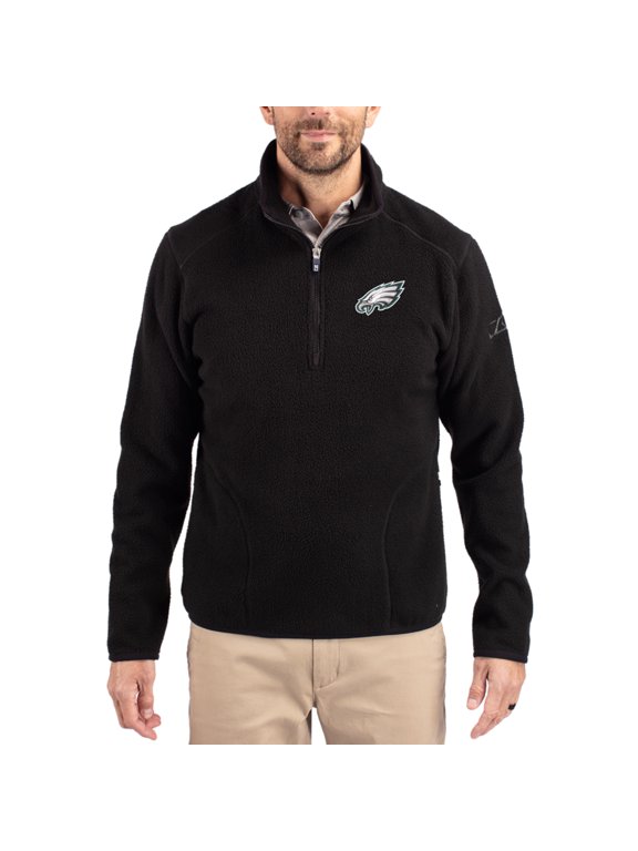 Men's Cutter & Buck Black Philadelphia Eagles Cascade Eco Sherpa Fleece Quarter-Zip Pullover Jacket