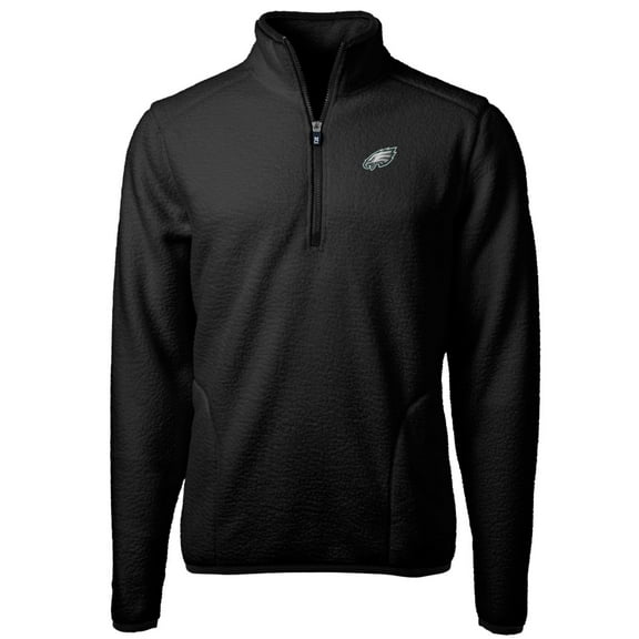 Men's Cutter & Buck Black Philadelphia Eagles Cascade Eco Sherpa Fleece Quarter-Zip Pullover Jacket