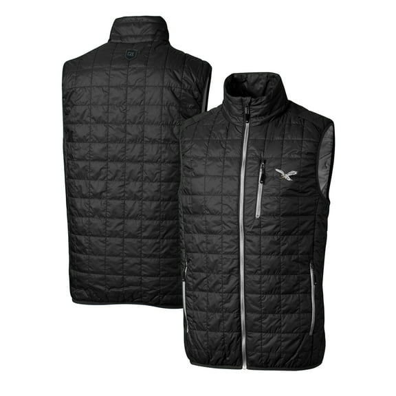 Men's Cutter & Buck Black Philadelphia Eagles Gridiron Classics Big & Tall Rainier PrimaLoft Eco Insulated Full-Zip