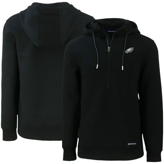 Men's Cutter & Buck Black Philadelphia Eagles Primary Mark Roam Eco Recycled Half-Zip Pullover Hoodie