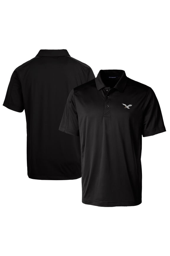 Men's Cutter & Buck Black Philadelphia Eagles Textured Stretch Short Sleeve Polo