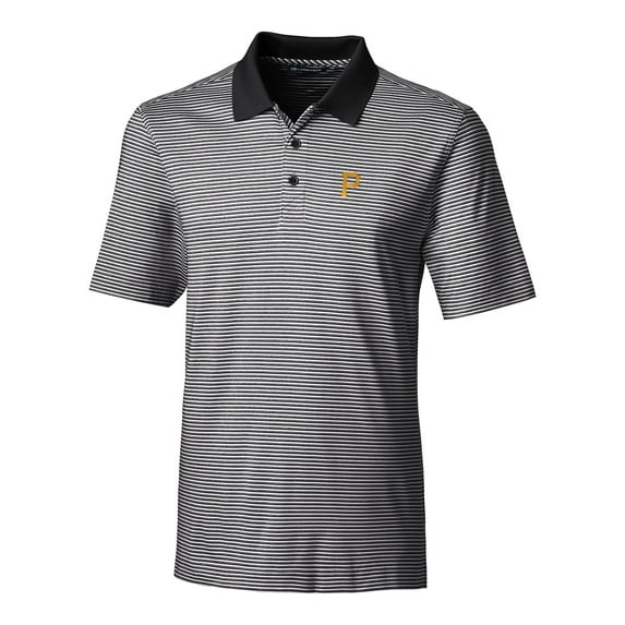 Men's Cutter & Buck Black Pittsburgh Pirates Big & Tall Forge Tonal Stripe Polo