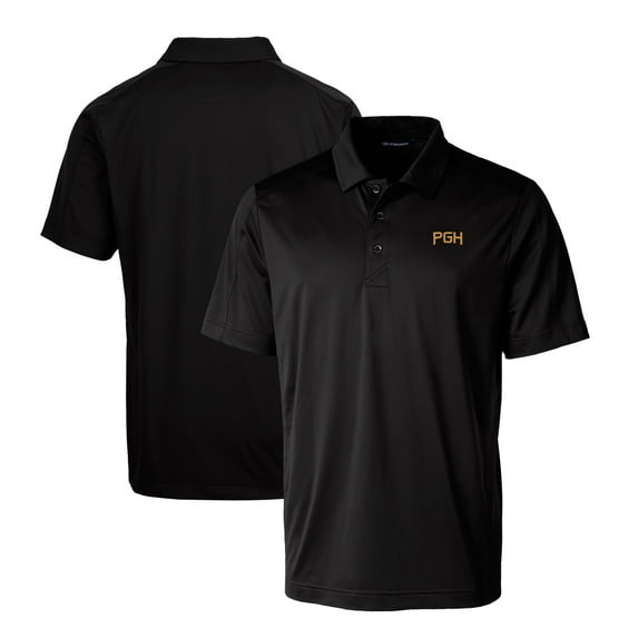 Men's Cutter & Buck Black Pittsburgh Pirates City Connect Big & Tall Prospect Textured Stretch Polo