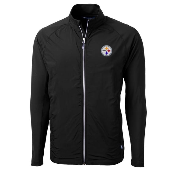 Men's Cutter & Buck Black Pittsburgh Steelers Adapt Eco Knit Full-Zip Jacket