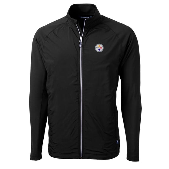 Men's Cutter & Buck Black Pittsburgh Steelers Big & Tall Adapt Eco Knit Full-Zip Raglan Jacket