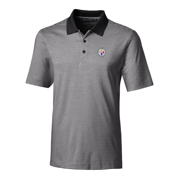 Men's Cutter & Buck Black Pittsburgh Steelers Big & Tall Forge Tonal Stripe Polo