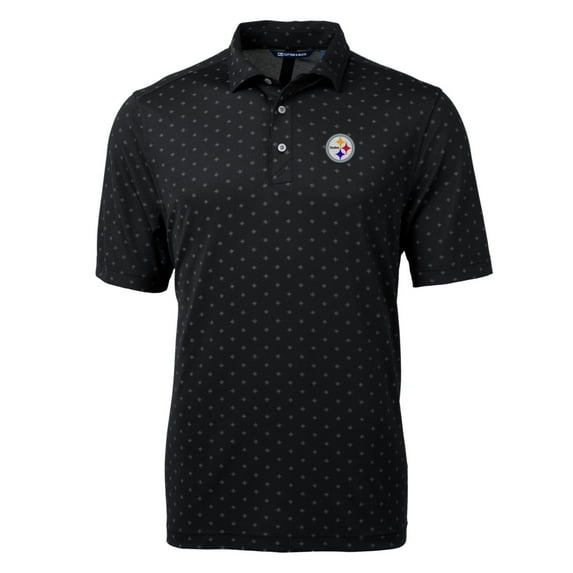 Men's Cutter & Buck Black Pittsburgh Steelers Big & Tall Virtue Eco Pique Tile Polo