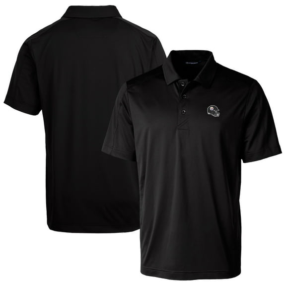 Men's Cutter & Buck  Black Pittsburgh Steelers Helmet Prospect Textured Stretch Polo