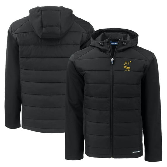 Men's Cutter & Buck Black Pittsburgh Steelers Throwback Evoke Hybrid Eco Softshell Recycled Full-Zip Hoodie Jacket