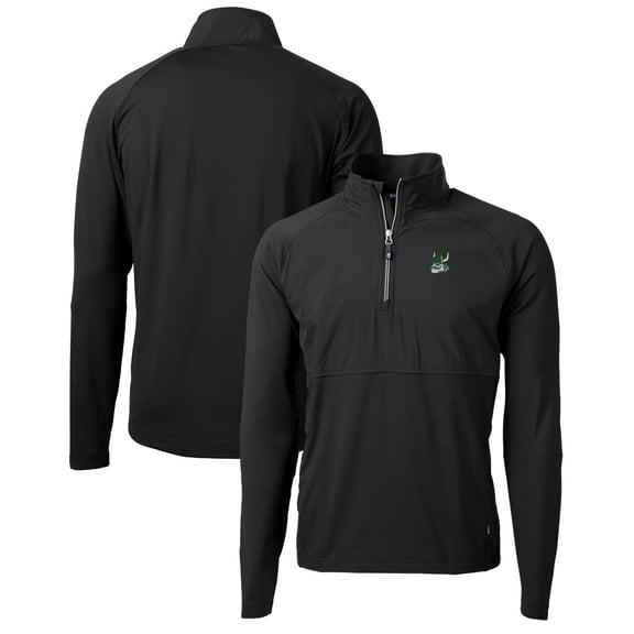 Men's Cutter & Buck Black Portland State Vikings Adapt Eco Knit Hybrid Recycled Quarter-Zip Pullover Top