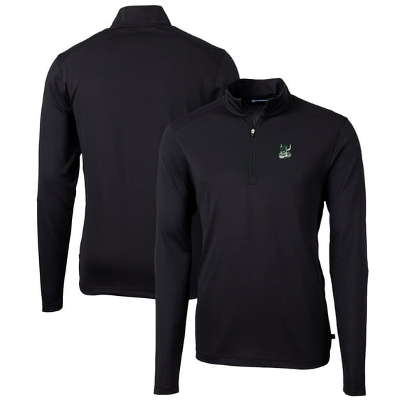 Men's Cutter & Buck Black Portland State Vikings Team Big & Tall Virtue Eco Pique Recycled Quarter-Zip Pullover Top