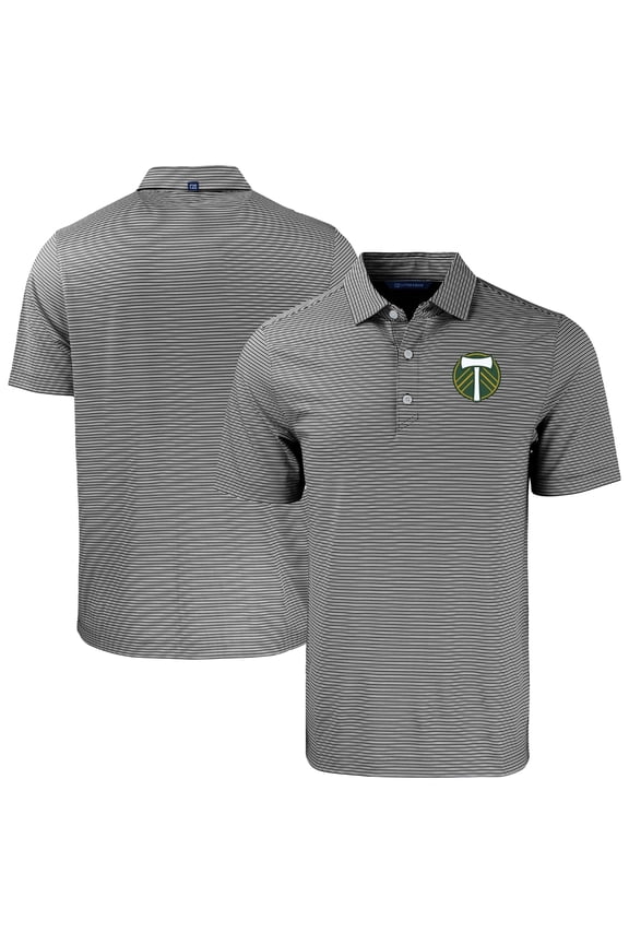 Men's-Cutter & Buck Black Portland Timbers Big & Tall Forge Eco Double Stripe Stretch Recycled Polo