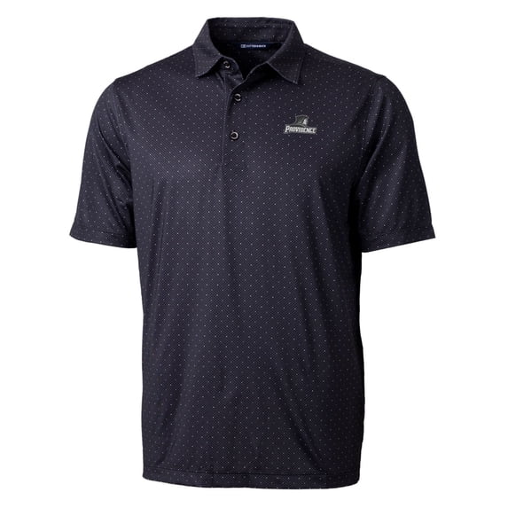 Men's Cutter & Buck Black Providence Friars Pike Double Dot Print Stretch Polo