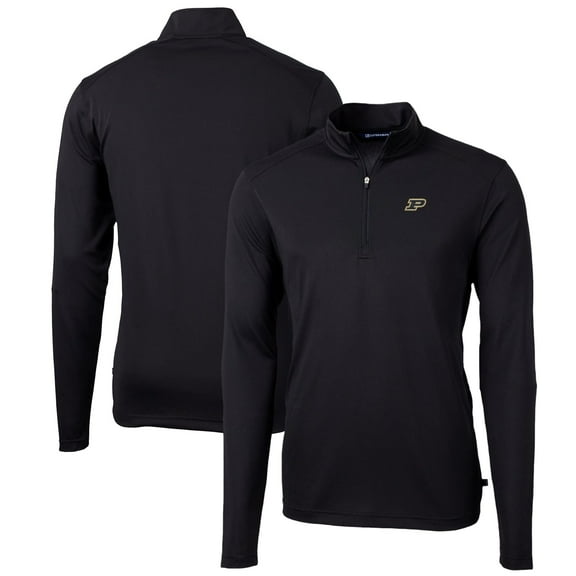 Men's Cutter & Buck Black Purdue Boilermakers Big & Tall Virtue Eco Pique Recycled Quarter-Zip Pullover Top