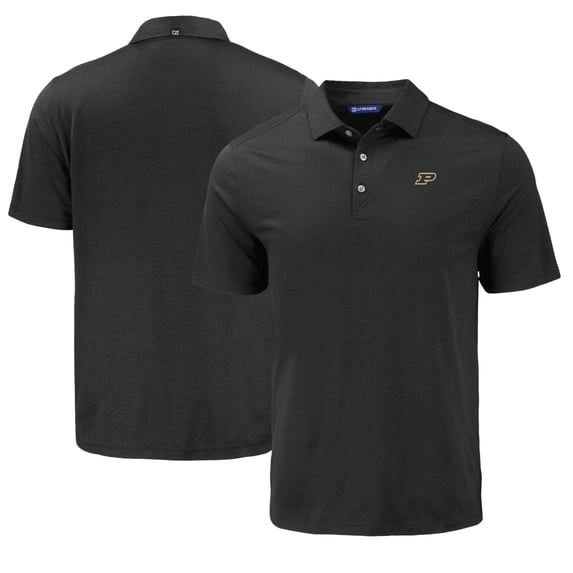 Men's Cutter & Buck Black Purdue Boilermakers Coastline Epic Comfort Eco Recycled Polo