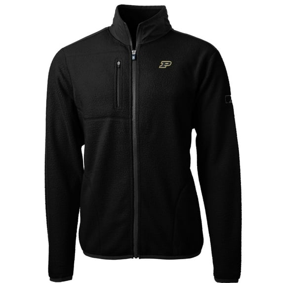Men's Cutter & Buck Black Purdue Boilermakers Team Logo Cascade Eco Sherpa Fleece Full-Zip Jacket
