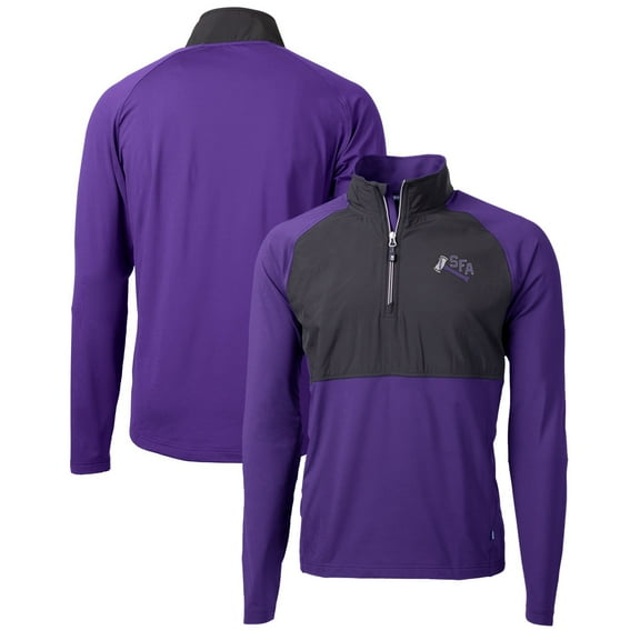 Men's Cutter & Buck Black/Purple Stephen F Austin Lumberjacks Adapt Eco Knit Hybrid Recycled Quarter-Zip Pullover Top