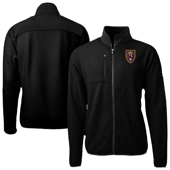 Men's-Cutter & Buck  Black Real Salt Lake Big & Tall Cascade Eco Sherpa Fleece Full-Zip Jacket