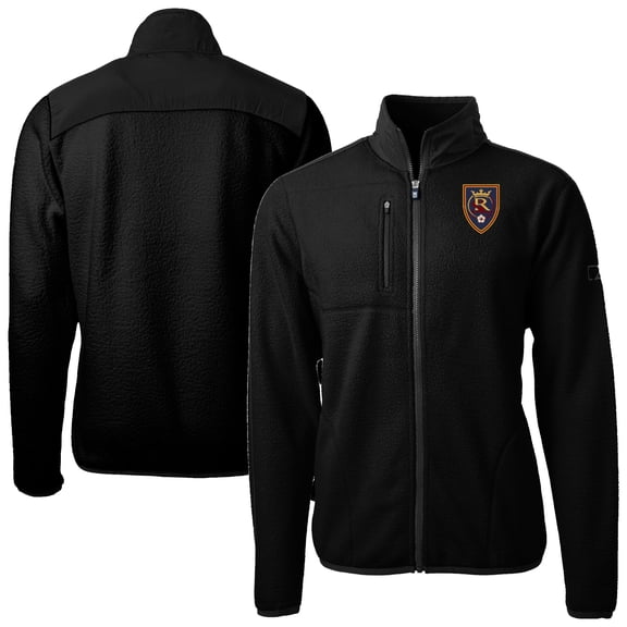 Men's-Cutter & Buck  Black Real Salt Lake Cascade Eco Fleece Full-Zip Jacket