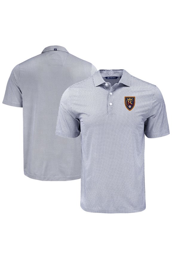 Men's-Cutter & Buck  Black Real Salt Lake Pike Eco Diamond Dot Print Recycled Polo