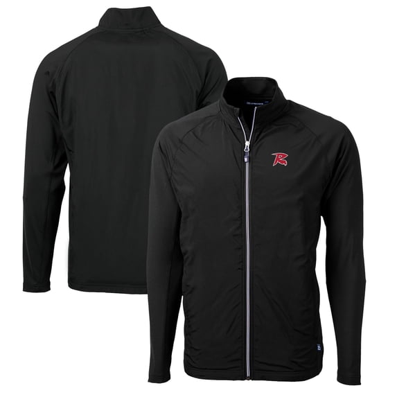 Men's Cutter & Buck Black Richmond Flying Squirrels Adapt Eco Knit Hybrid Recycled Full-Zip Jacket