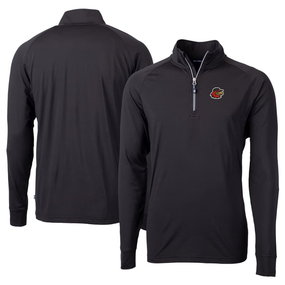 Men's Cutter & Buck Black Rochester Red Wings Adapt Eco Knit Stretch Recycled Big & Tall Quarter-Zip Pullover Top