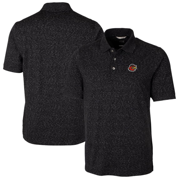 Men's Cutter & Buck Black Rochester Red Wings Big & Tall DryTec Advantage Tri-Blend Space Dye Polo