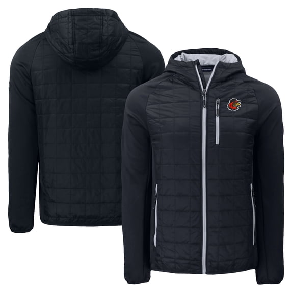 Men's Cutter & Buck Black Rochester Red Wings Rainier Primaloft Eco Full-Zip Hybrid Jacket