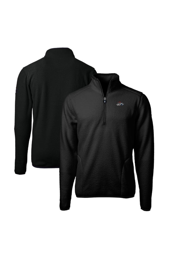 Men's Cutter & Buck Black Rocket City Trash Pandas Big & Tall Cascade Eco Sherpa Fleece Quarter-Zip Pullover Jacket
