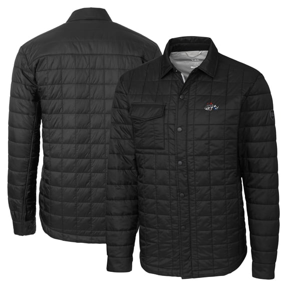 Men's Cutter & Buck Black Rocket City Trash Pandas Big & Tall Rainier PrimaLoft Eco Insulated Quilted Button-Up Shacket