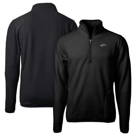 Men's Cutter & Buck Black Rocket City Trash Pandas Cascade Eco Sherpa Fleece Quarter-Zip Jacket