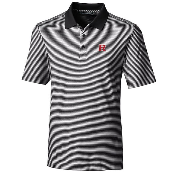 Men's Cutter & Buck Black Rutgers Scarlet Knights Big & Tall Forge Tonal Stripe Polo