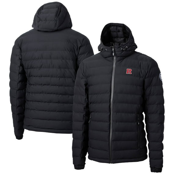 Men's Cutter & Buck Black Rutgers Scarlet Knights Mission Ridge Repreve Eco Insulated Puffer Full-Zip Jacket