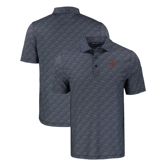 Men's Cutter & Buck Black Sacramento River Cats Pike Eco Pebble Print Stretch Recycled Polo