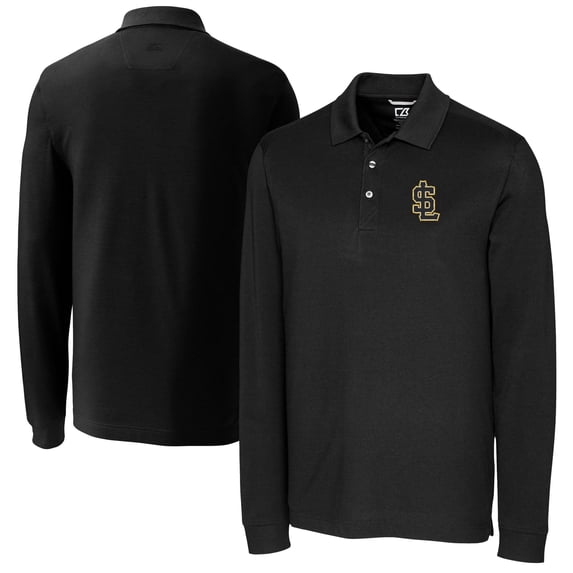 Men's Cutter & Buck Black Salt Lake Bees Advantage Tri-Blend Pique Big & Tall Long Sleeve Polo