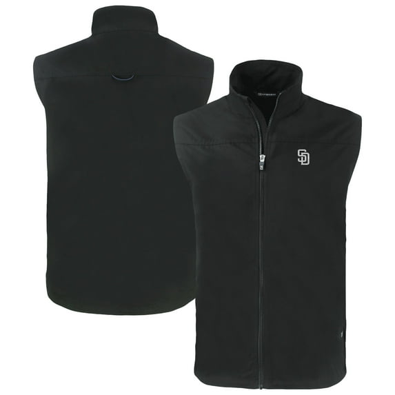 Men's Cutter & Buck Black San Diego Padres Charter Eco Recycled Full-Zip Vest