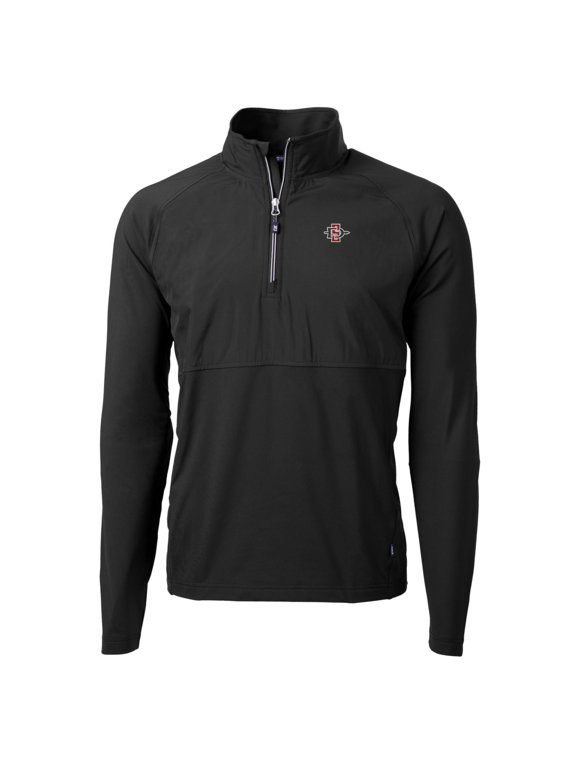 Men's Cutter & Buck Black San Diego State Aztecs Adapt Eco Knit Hybrid Recycled Quarter-Zip Pullover Top