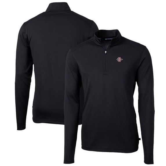 Men's Cutter & Buck Black San Diego State Aztecs Big & Tall Virtue Eco Pique Recycled Quarter-Zip Pullover Top