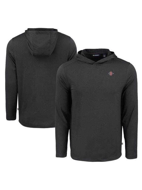 Men's Cutter & Buck Black San Diego State Aztecs Coastline Epic Comfort Eco Recycled Long Sleeve Hoodie T-Shirt
